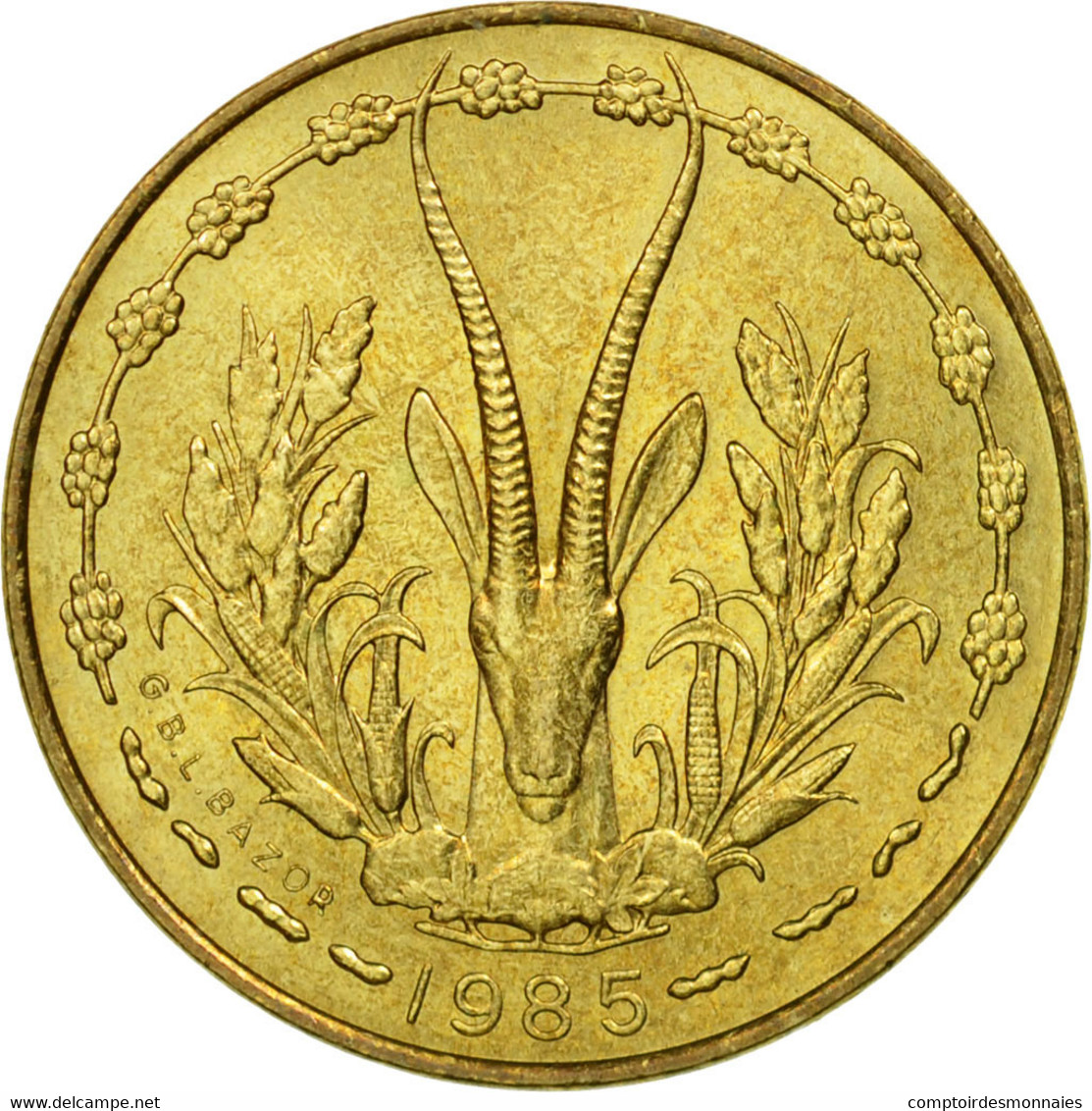 Monnaie, West African States, 5 Francs, 1985, Paris, SUP - Côte-d'Ivoire