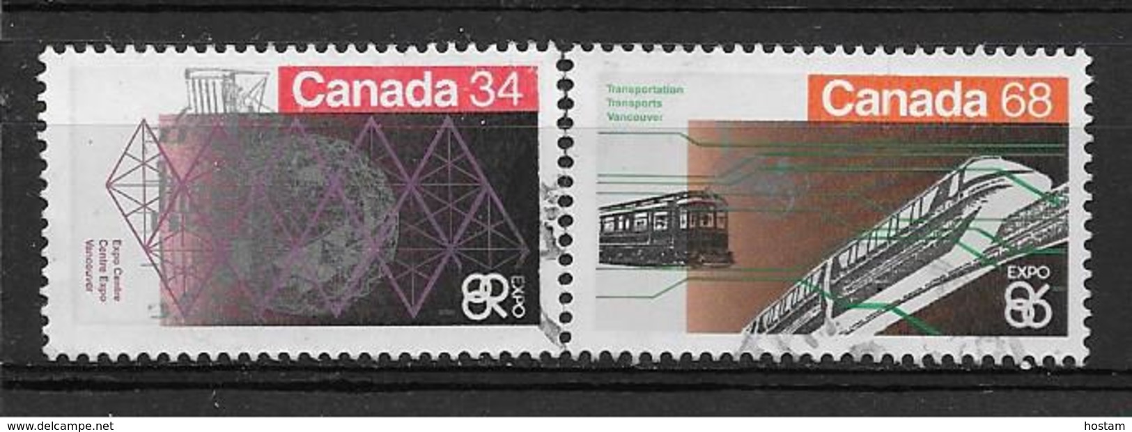 CANADA 1986, USED # 1092-93, EXPO 86 EXPO CENTER & TRASPORTATION  SET - Oblitérés