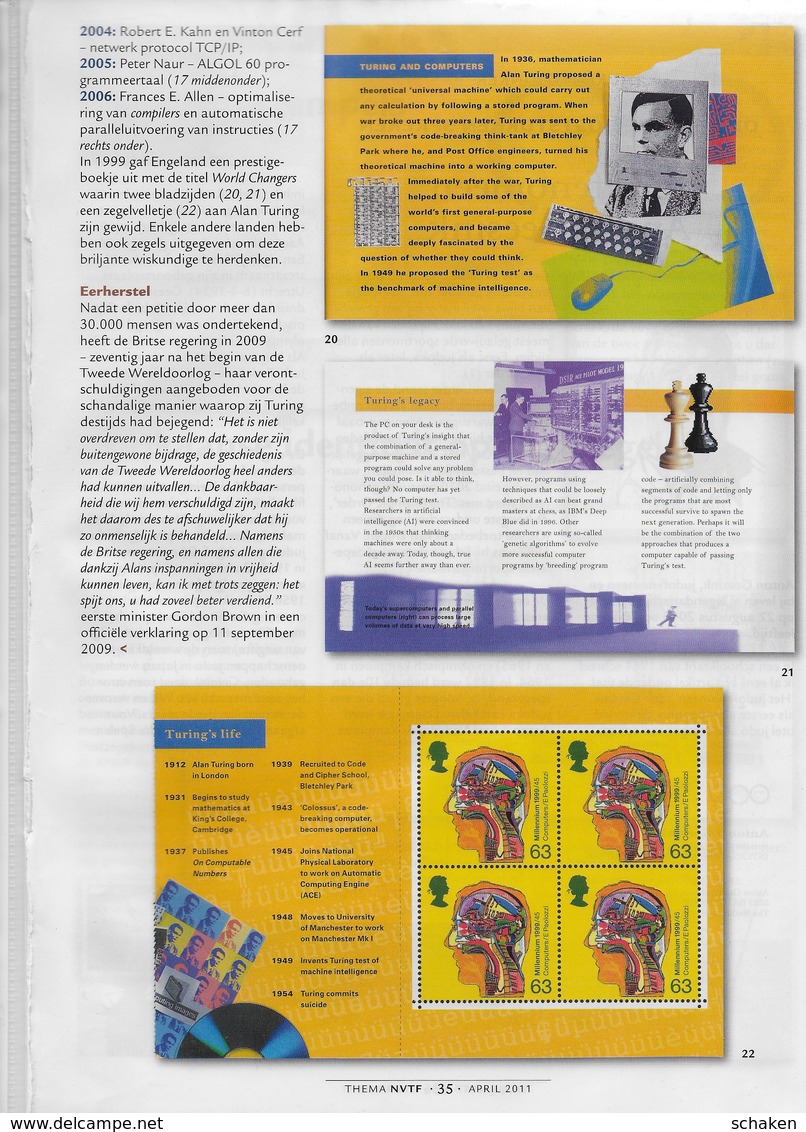 GB 1999; Stamp Chess Ajedrez  ; Turing Stamp Booklet - Autres & Non Classés