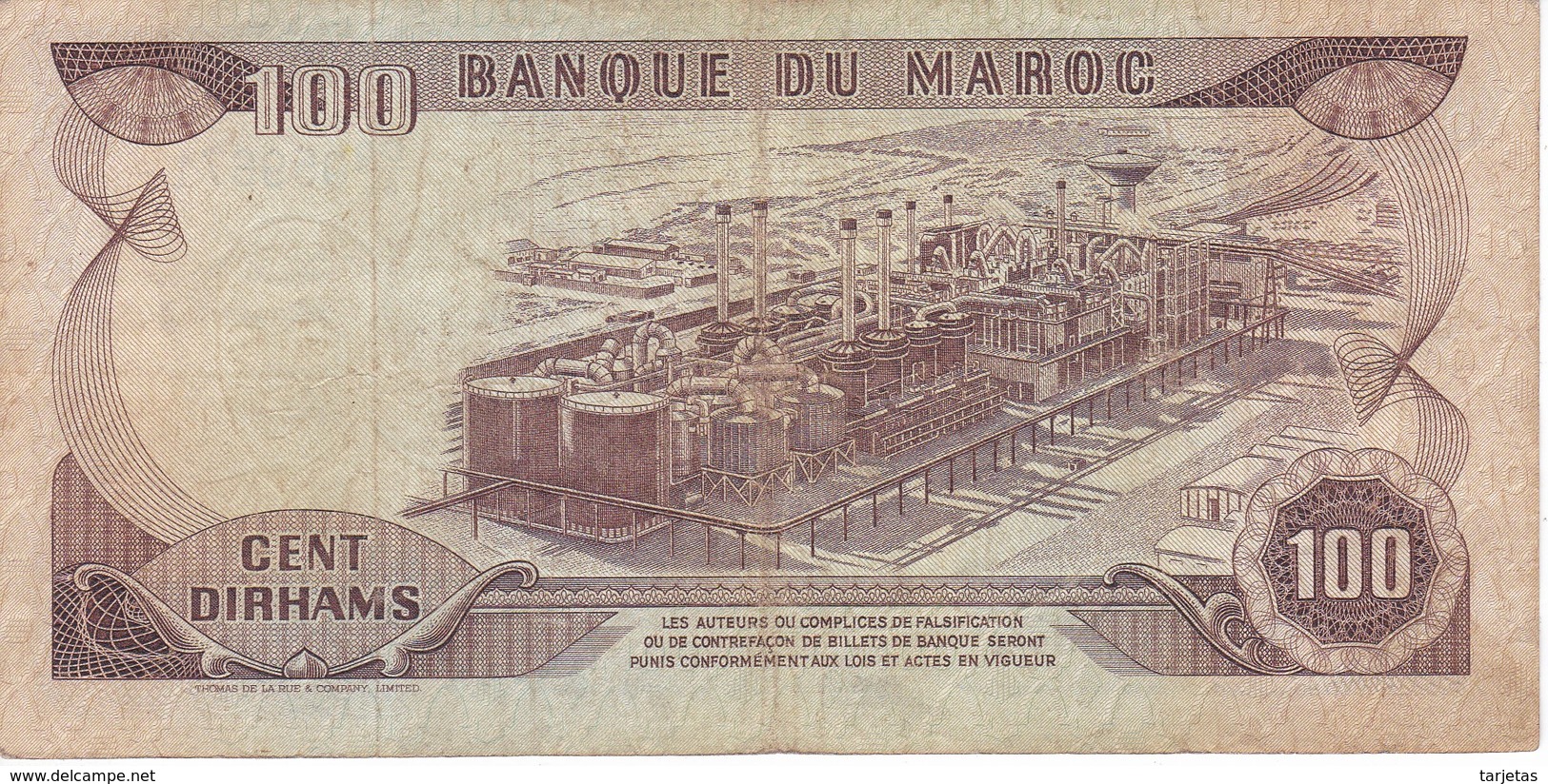 BILLETE DE MARRUECOS DE 100 DIRHAMS DEL  AÑO 1985  (BANKNOTE) - Maroc