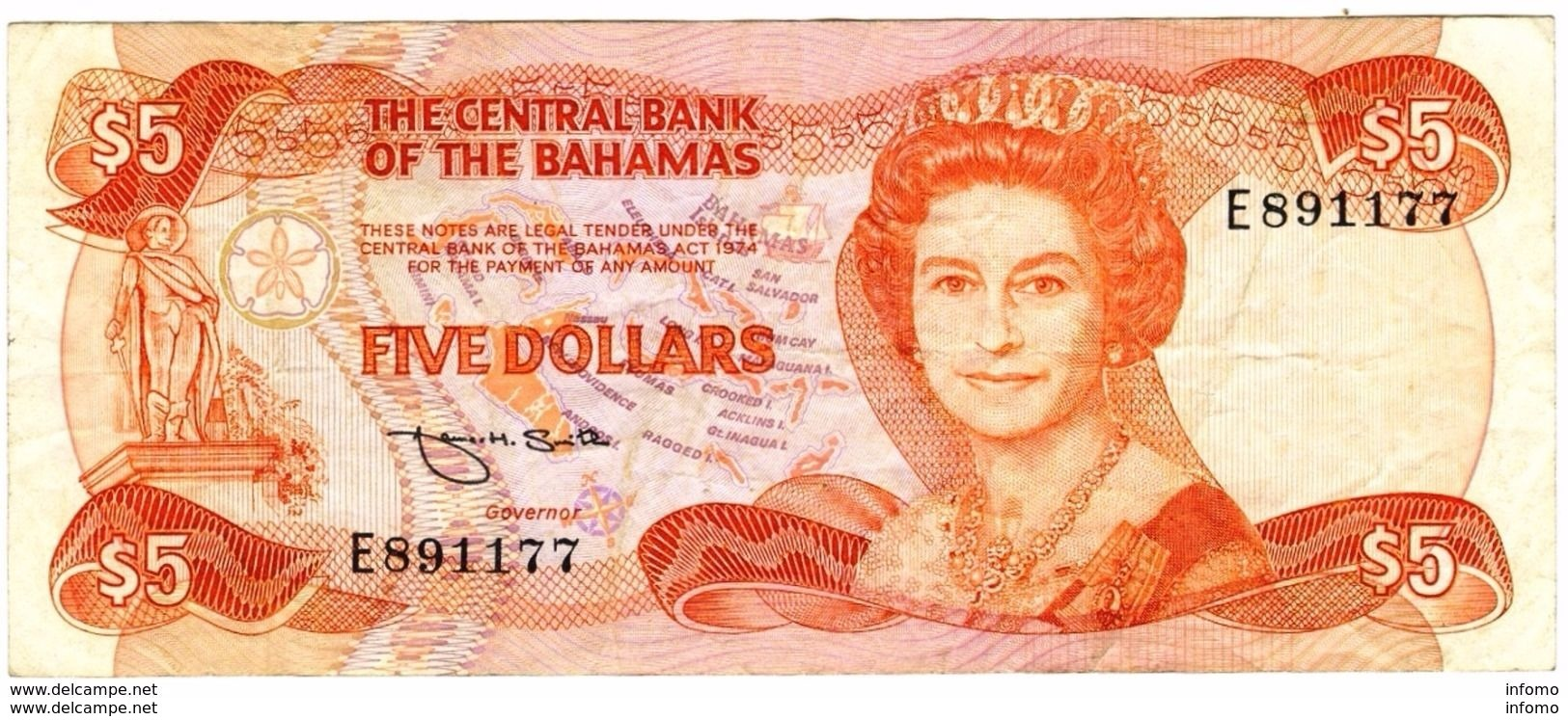 Bahamas 5 Dollars 1974 - Bahamas