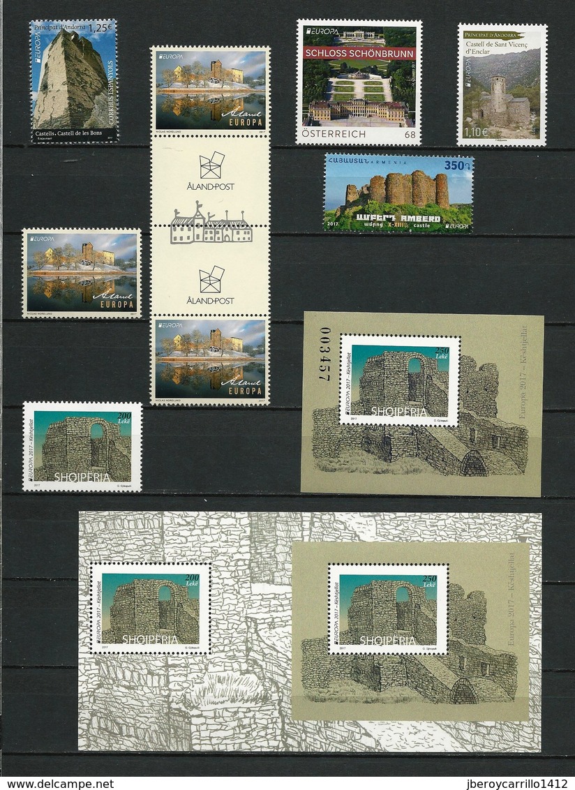 EUROPE 2017 -TEMA "CASTILLOS - CHATEAUX - CASTLES - SCHLÖSSER".- COLLECTION TRES COMPLETE De TIMBRES Et FEUILLES BLOC - Sammlungen