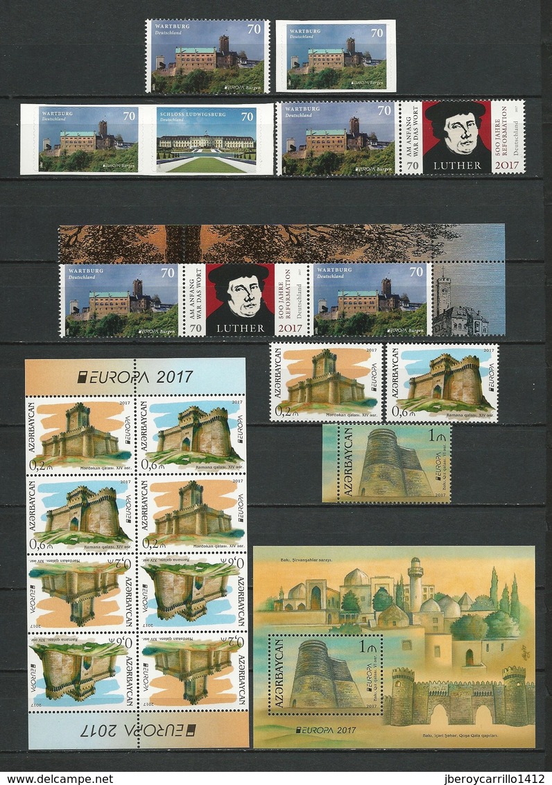 EUROPE 2017 -TEMA "CASTILLOS - CHATEAUX - CASTLES - SCHLÖSSER".- COLLECTION TRES COMPLETE De TIMBRES Et FEUILLES BLOC - Sammlungen