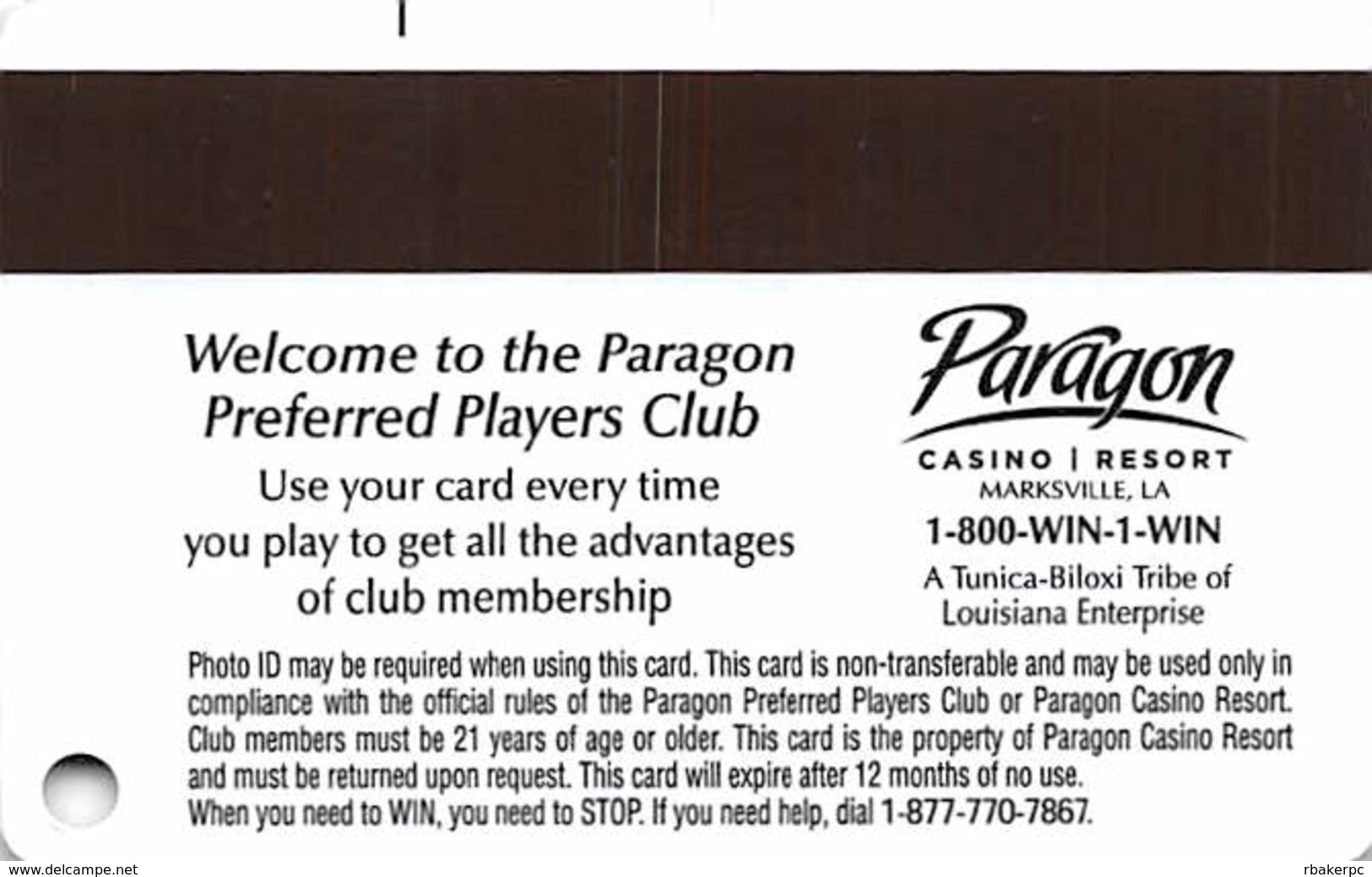 Paragon Casino - Marksville LA - Diamond Slot Card - Casino Cards