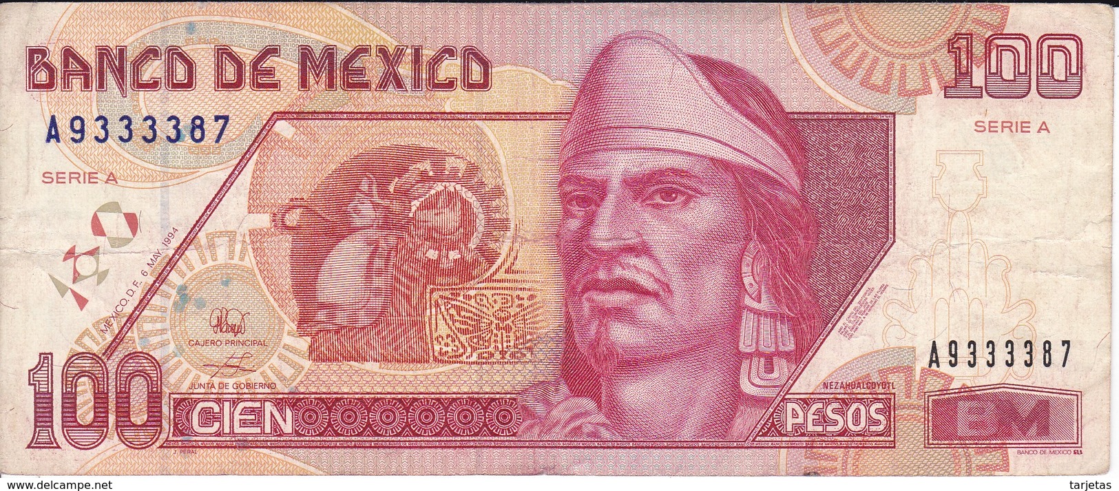 BILLETE DE MEXICO DE 100 PESOS DEL AÑO 1994  (BANKNOTE) - México