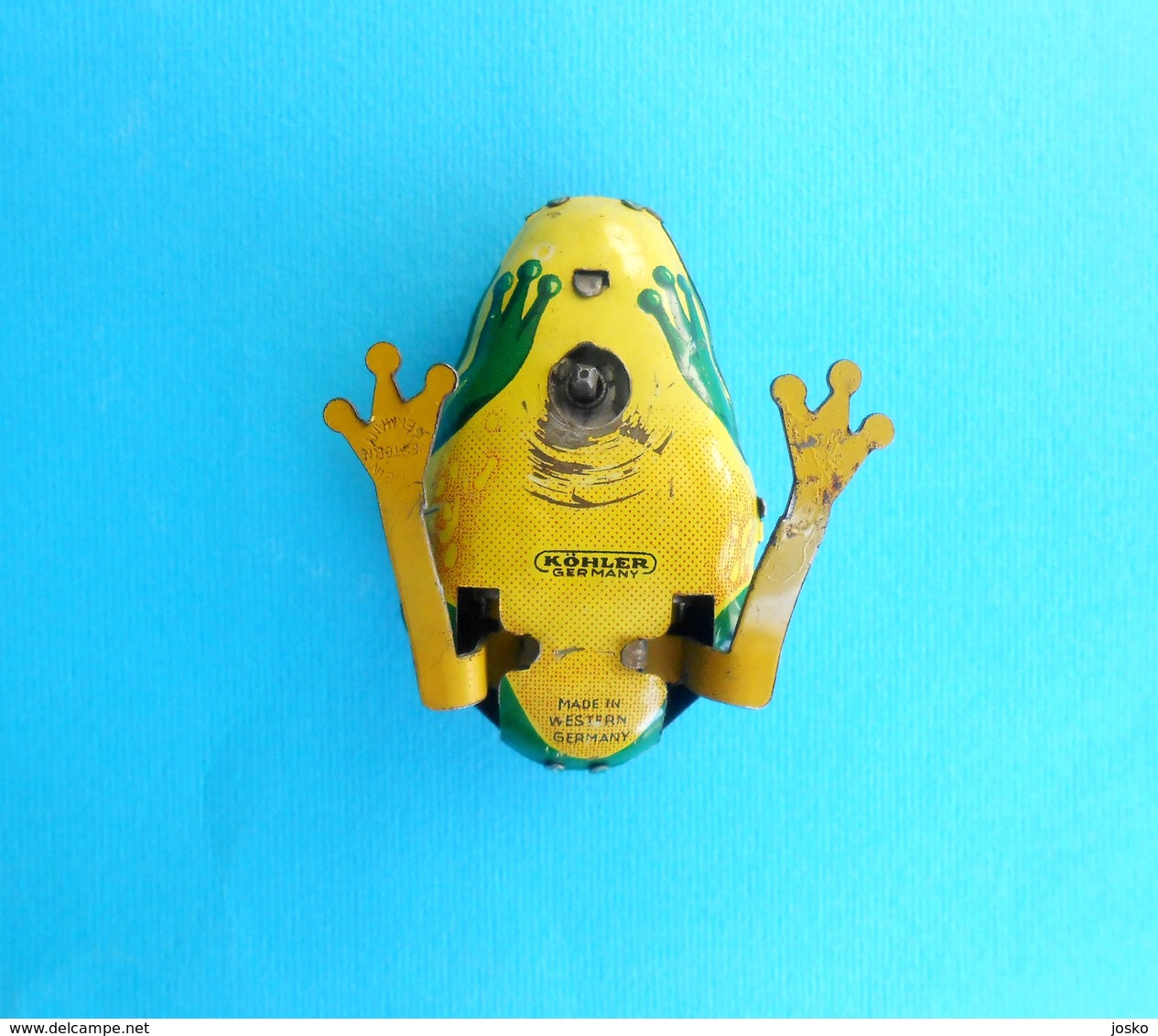 FROG - by Kohler Made in West Germany - vintage wind-up tin toy * TOP ... IN WORKING CONDITION * grenouille frosch rana