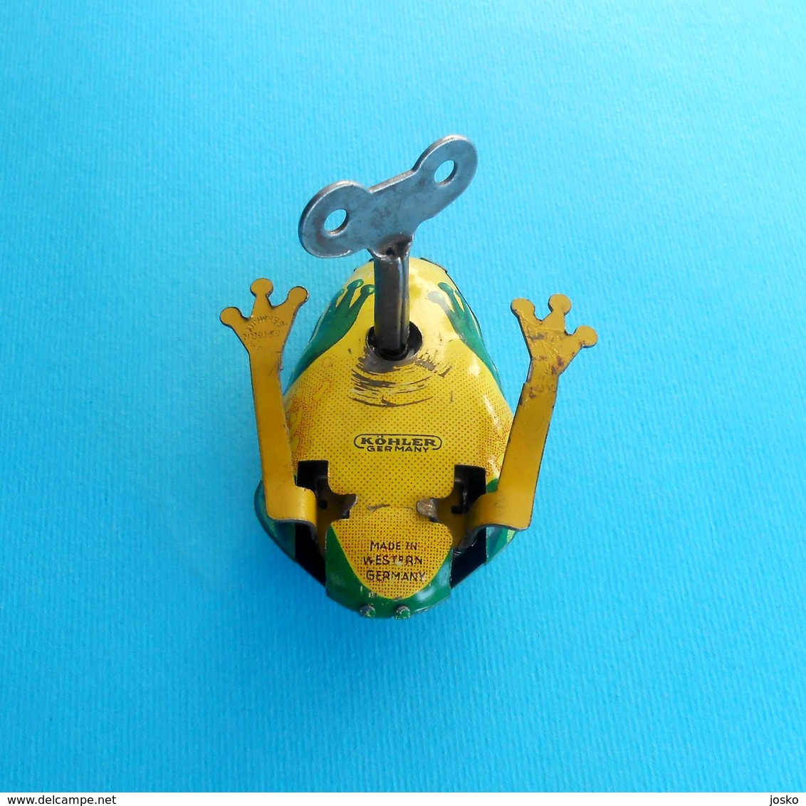 FROG - by Kohler Made in West Germany - vintage wind-up tin toy * TOP ... IN WORKING CONDITION * grenouille frosch rana