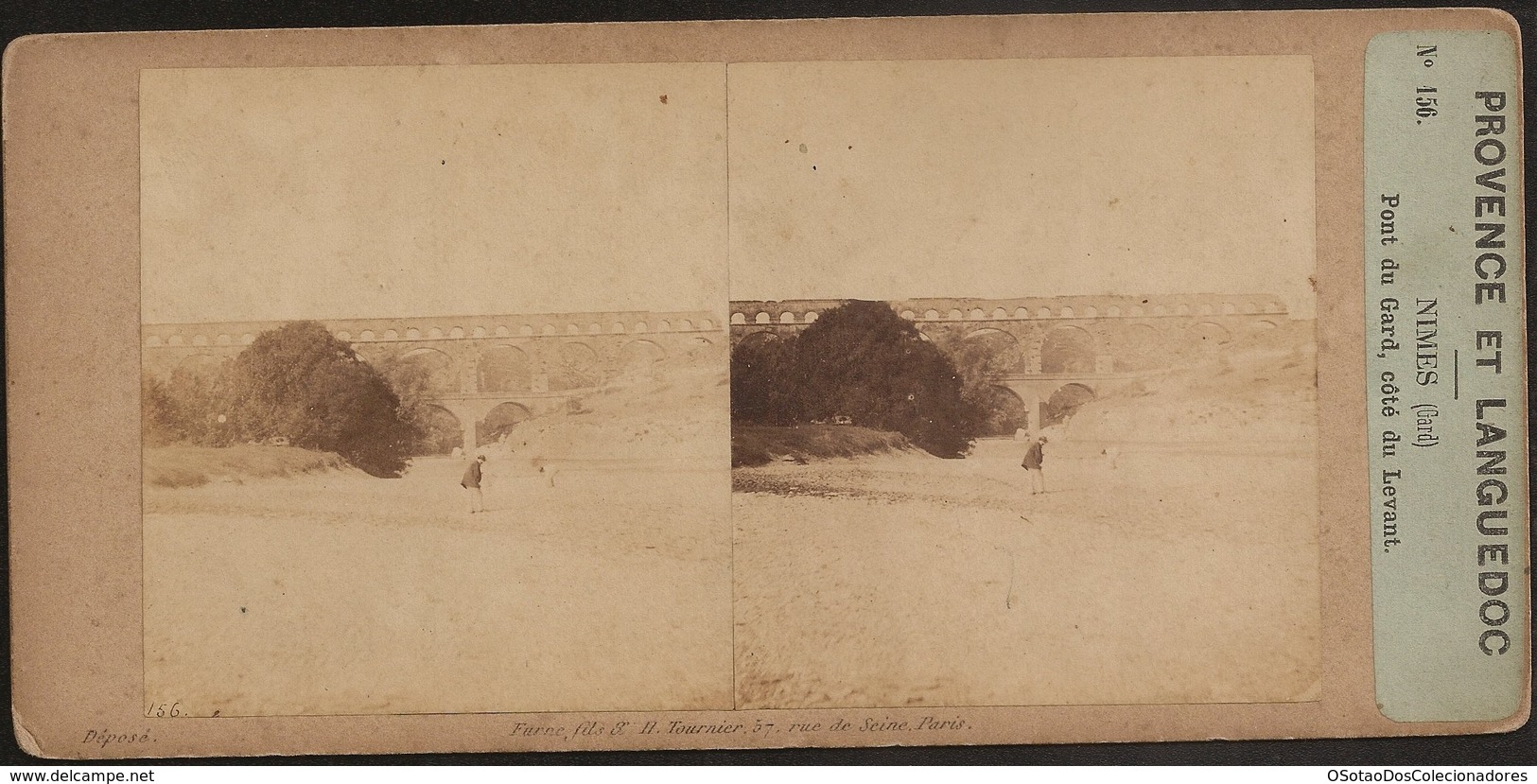 STEREO France - Stereoscopic Provence Et Languedoc  - Nimes (Gard) - Pont Du Gard, Côté Du Levant - Furne & Tournier - Visionneuses Stéréoscopiques