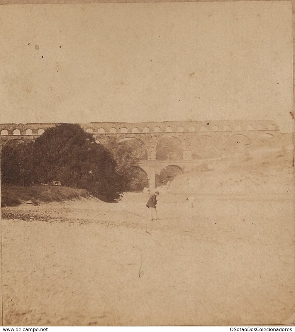 STEREO France - Stereoscopic Provence Et Languedoc  - Nimes (Gard) - Pont Du Gard, Côté Du Levant - Furne & Tournier - Stereoscoopen