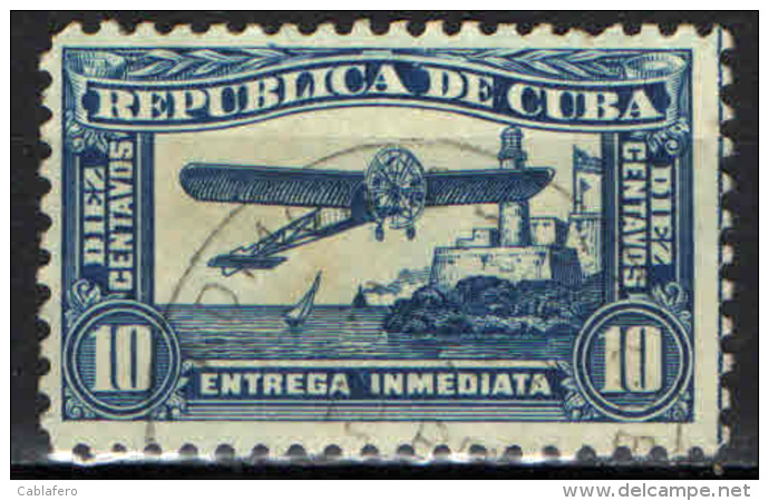 CUBA - 1914 - AEREO CHE SORVOLA IL CASTELLO MORRO - USATO - Francobolli Per Espresso