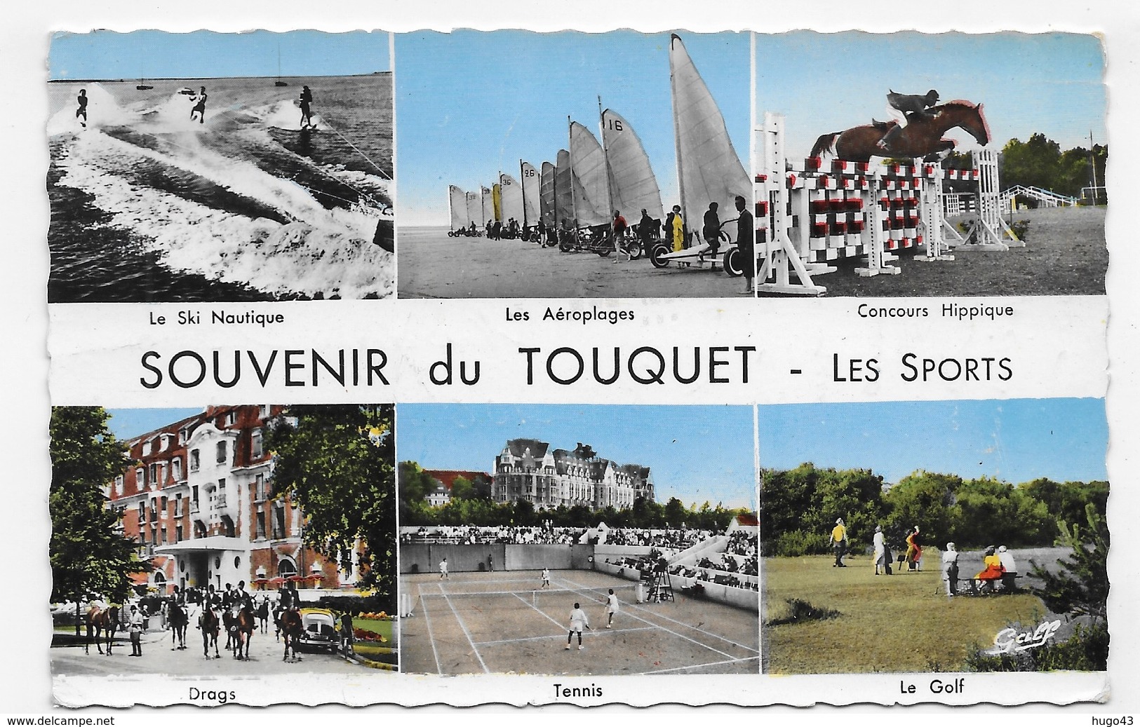 (RECTO / VERSO) LE TOUQUET PARIS PLAGE EN 1963 - N° 102 - LES SPORTS - GOLF - TENNIS ... - FORMAT CPA VOYAGEE - Le Touquet