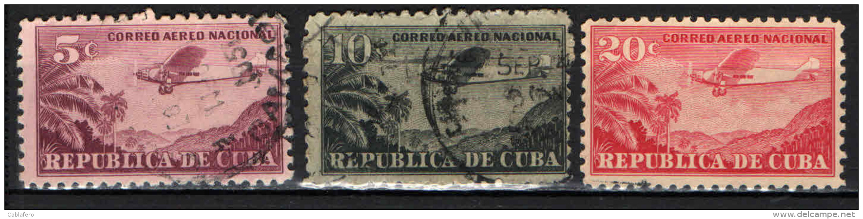 CUBA - 1931 - AEREO IN VOLO SULLA COSTA CUBANA - FRANCOBOLLI PER L'INTERNO - USATI - Posta Aerea