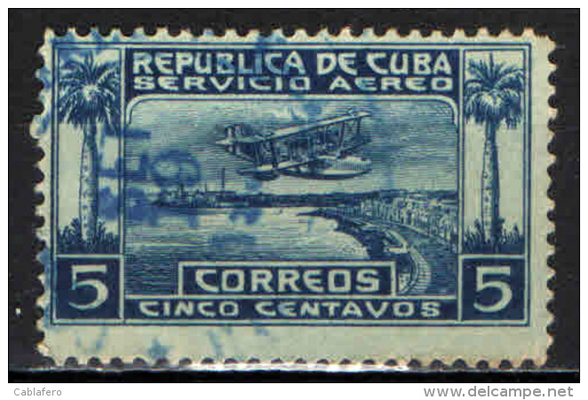 CUBA - 1927 - AEREO IN VOLO SUL PORTO DELL'AVANA - USATO - Airmail