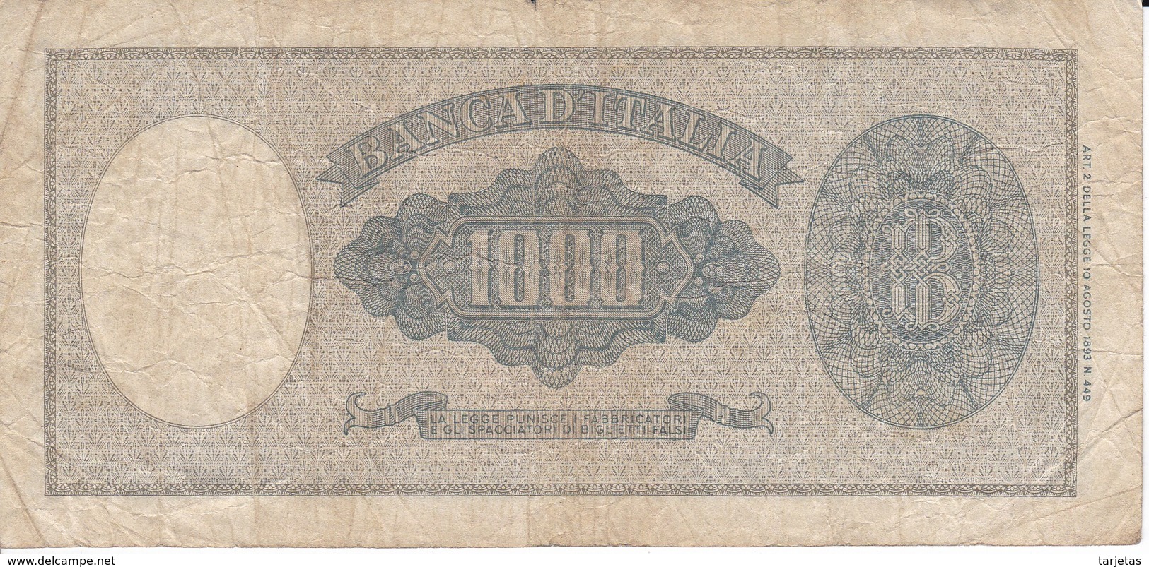 BILLETE DE ITALIA DE 1000 LIRAS DEL 15 DE SEPTIEMBRE DE 1959  (BANKNOTE) - 1000 Liras