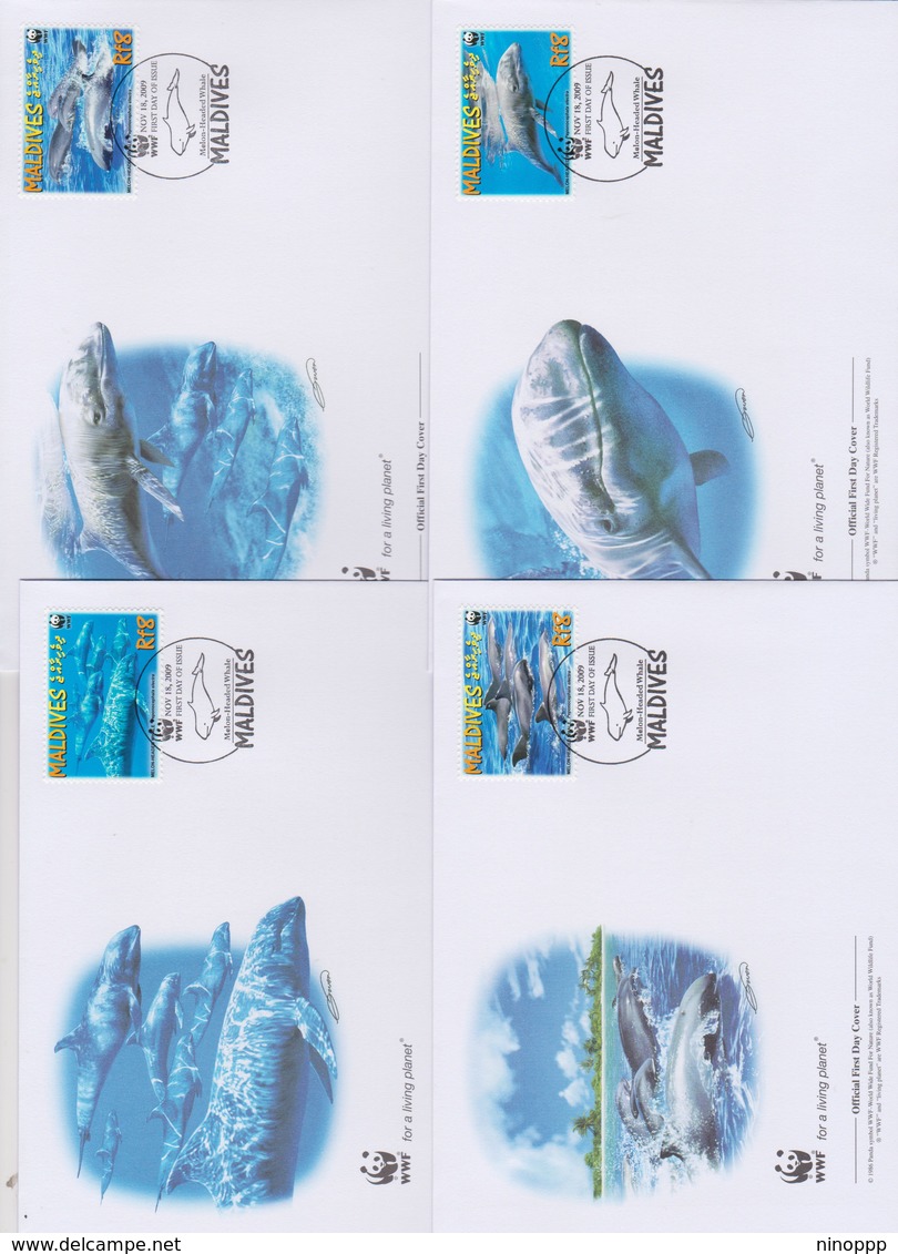 World Wide Fund For Nature 22009 Maldives -melon Headed Whale,Set 4 Official First Day Covers - FDC