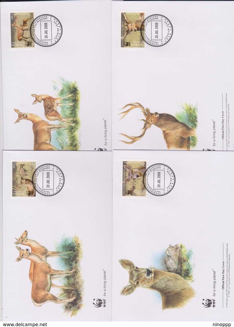 World Wide Fund For Nature  2009 Tajikistan-deer  ,Set 4 Official First Day Covers - FDC
