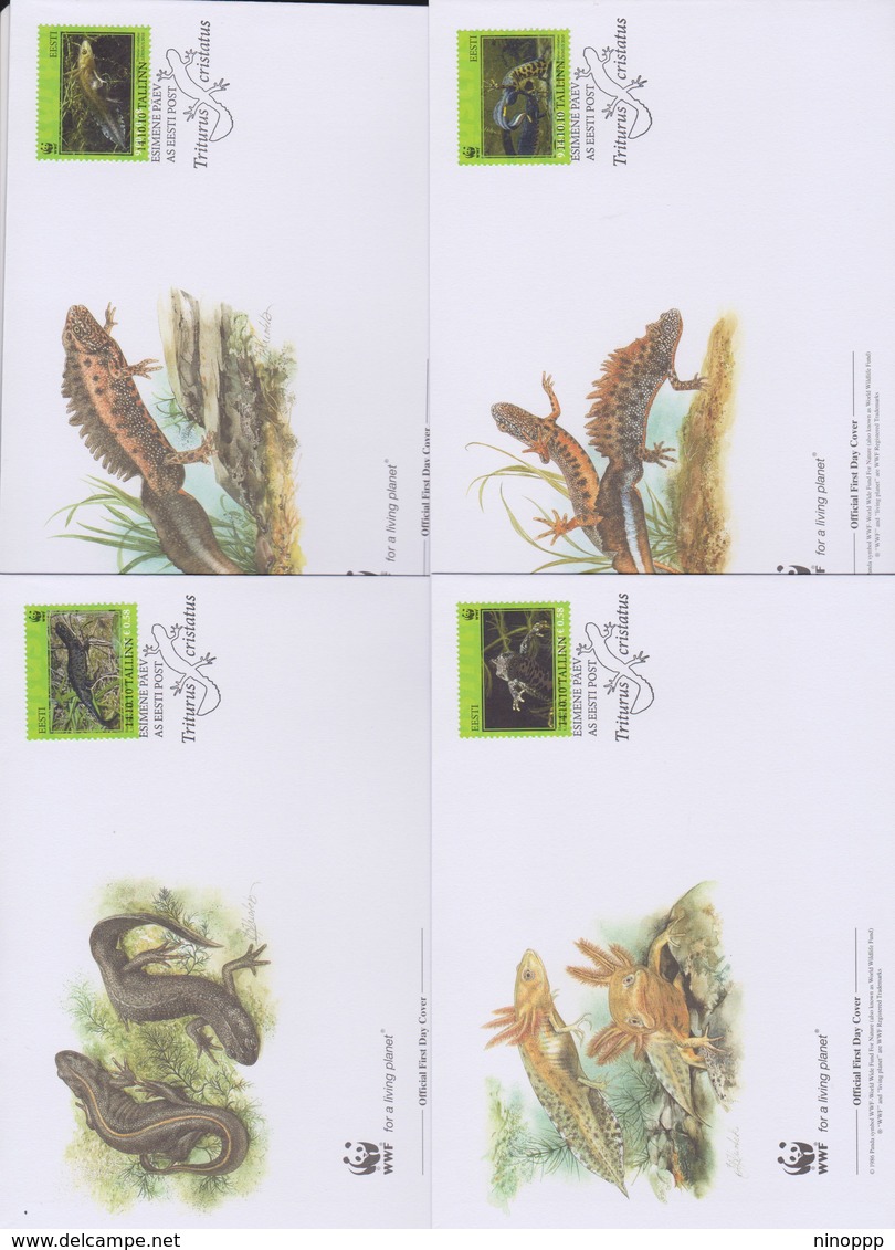 World Wide Fund For Nature  2010 Estonia -triturus Cristatus,Set 4 Official First Day Covers - FDC