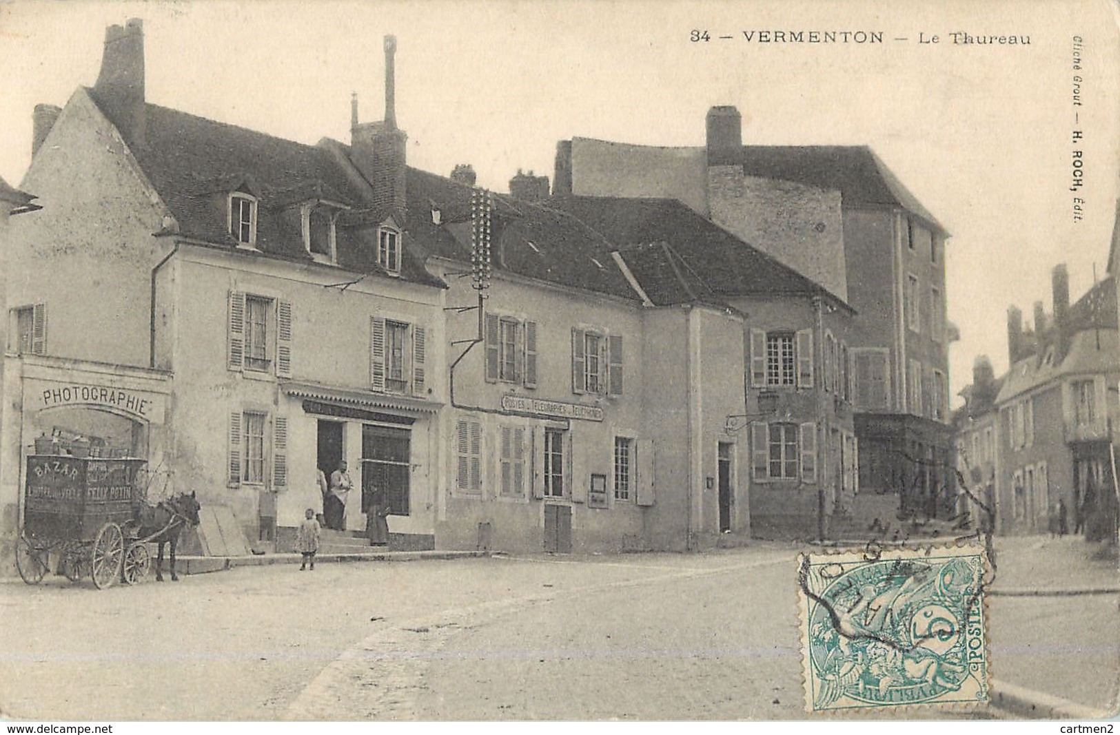 VERMENTON LE THUREAU COMMERCES PHOTOGRAPHIE POSTES TELEGRAPHES TELEPHONES 89 - Vermenton