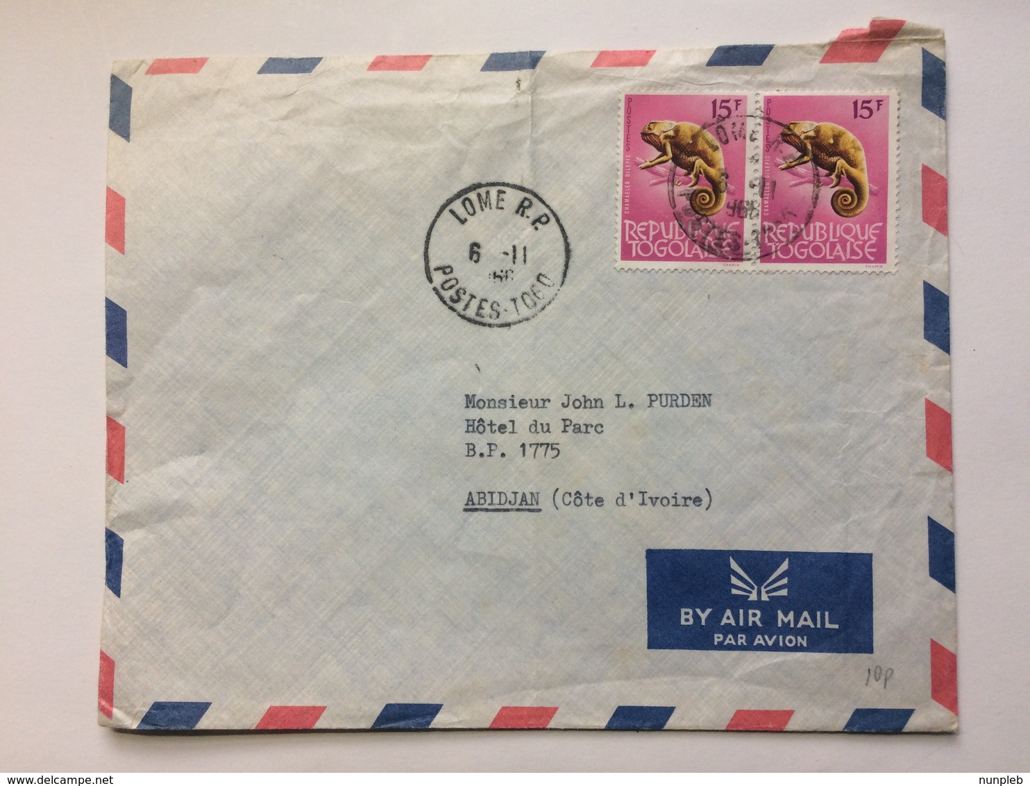 TOGO - 1966 Air Mail Cover Lome To Abidjan Ivory Coast - Togo (1960-...)