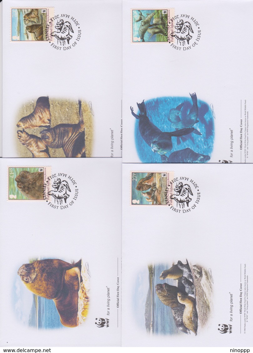 World Wide Fund For Nature  2011 Falkland Islands -sea Lion ,Set 4 Official First Day Covers - FDC