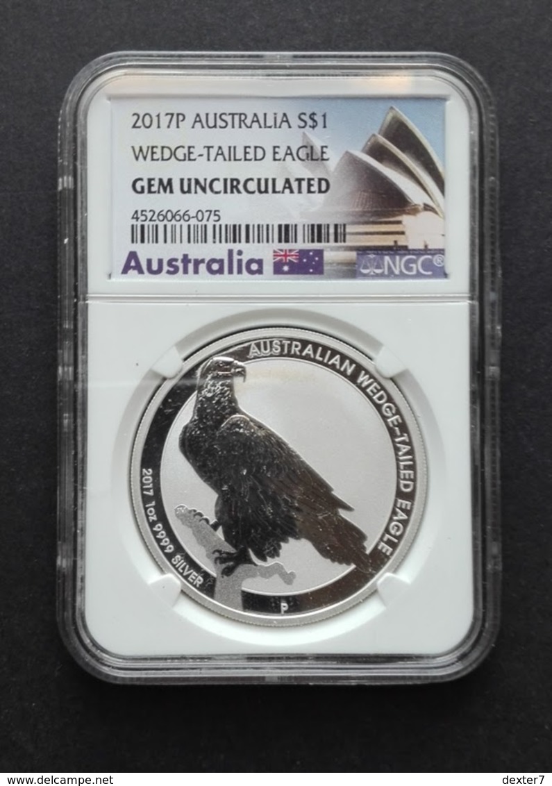 Australia, Wedge Tailed Eagle 1 Oz 2017 Silver 999 Pure In SLAB GEM BU NGC - 1 Oncia Argento Puro Bullion Perth Min - Mint Sets & Proof Sets