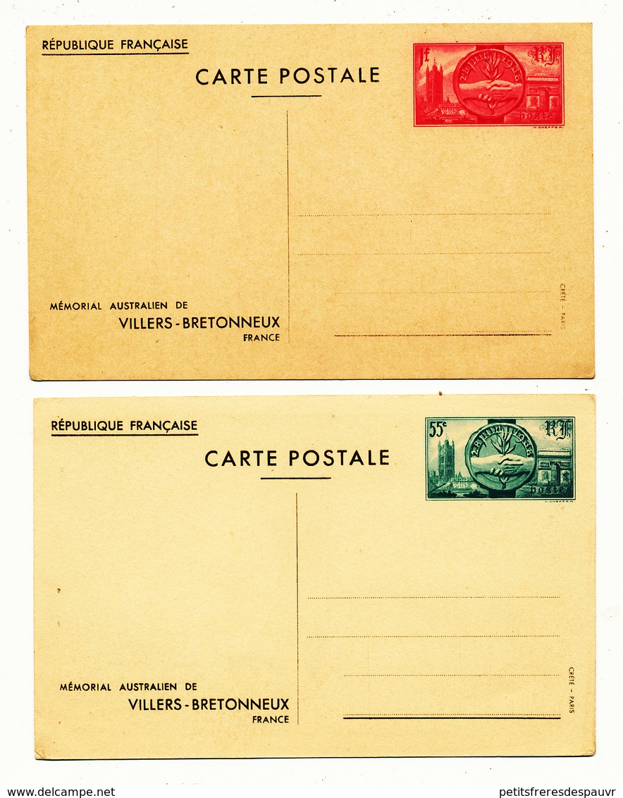 FRANCE 10 entiers années 1938/39 / Stationnary post cards (Autralian & American Memorial + Normandie + Exibition NY)