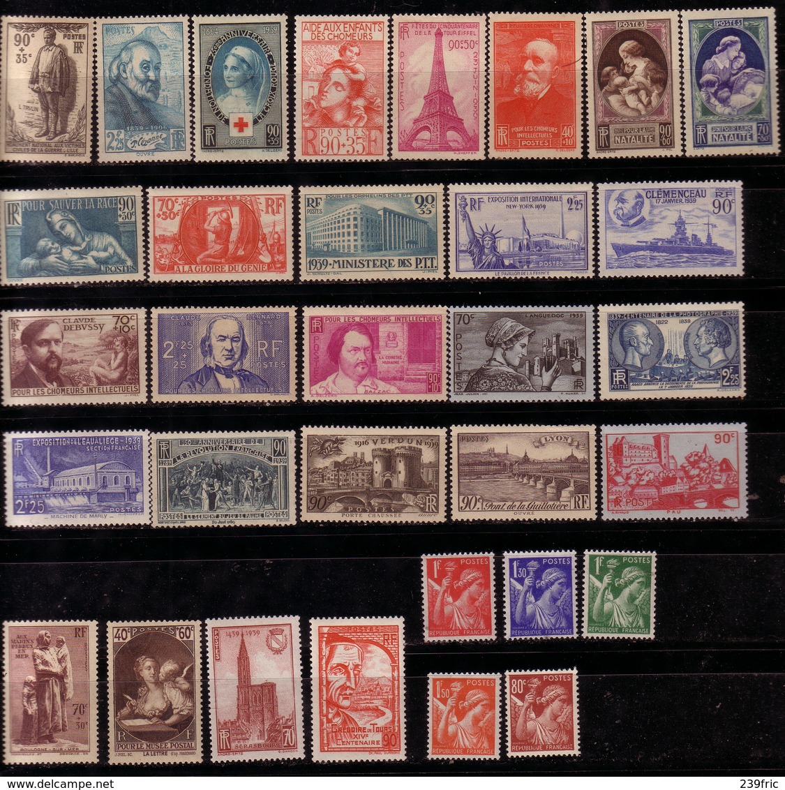 ANNEE COMPLETE 1939 32 TIMBRES  NEUFS **  YT419 A 450 TTB  COTE YT 343E - ....-1939