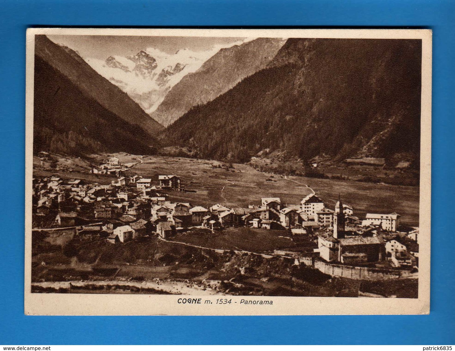 Valle D'Aosta - Cogne - Panorama Villaggio E Chiesa Con Sfondo La Valnontey.  Vedi Descrizione - Altri & Non Classificati