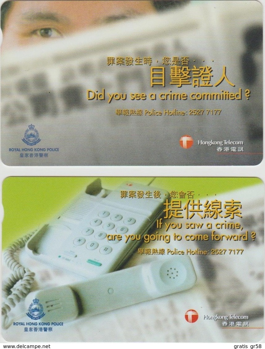 Hong Kong - Set Of 2 Phone Cards, Police, Used - Hong Kong