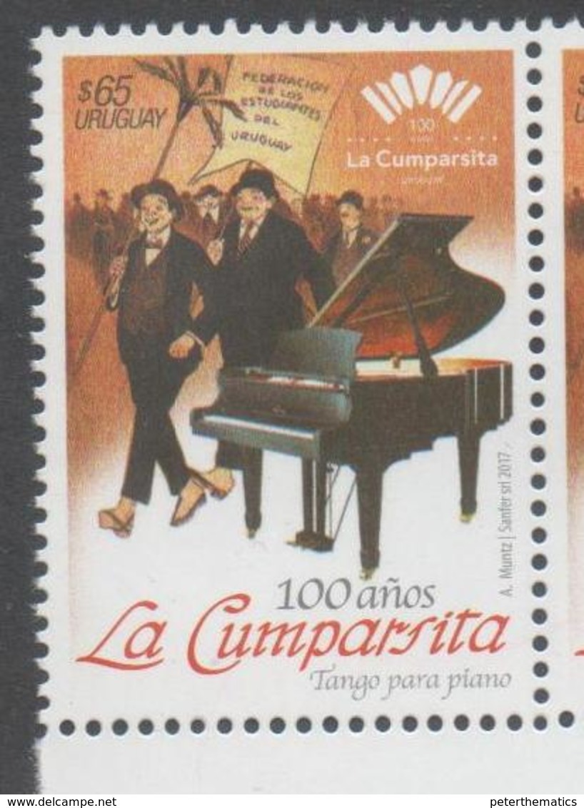 URUGUAY, 2017, MNH,MUSIC, PIANO, DANCES, TANGO, GERARDO MATOS RODRIGUES, LA CUMPARSITA, 1v - Music
