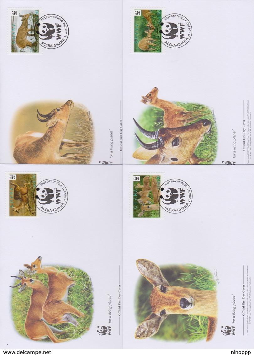 World Wide Fund For Nature  2012 Ghana -Bohor Reedbuck , Set 4 Official First Day Covers - FDC