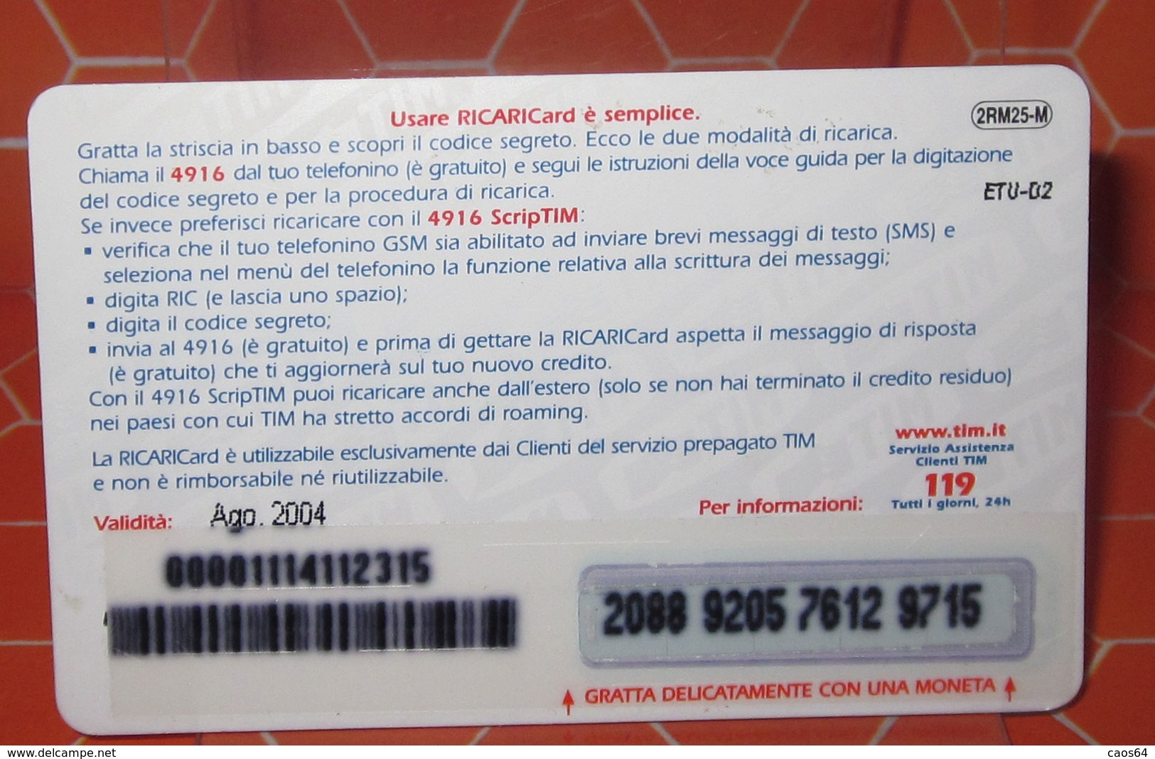 ROMA 2002  TIM € 25 TIM   SCHEDA  TELEFONICA PREPAGATA  USED - [2] Sim Cards, Prepaid & Refills