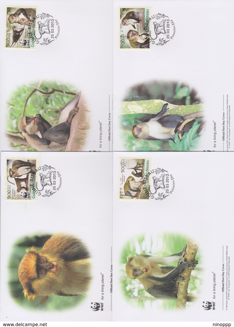 World Wide Fund For Nature 2013 Guinea Bissau -Cercopithecus Campbell , Set 4 Official First Day Covers - FDC