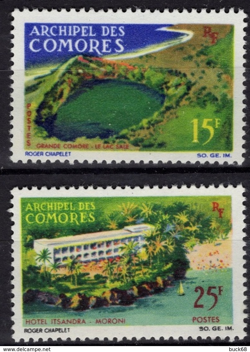 COMORES Poste  39 à 40 * MH Paysages : Lac Salé Et Hôtel Itsandra à Moroni Beach - Unused Stamps