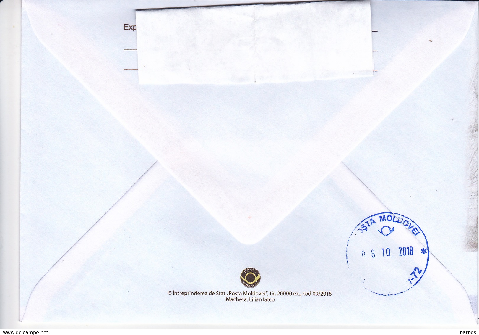 2018  , Moldova Moldavie Moldau , 100y Of The Chamber Of Commerce & Industry Of Moldova , Pre-paid Envelope - Moldova