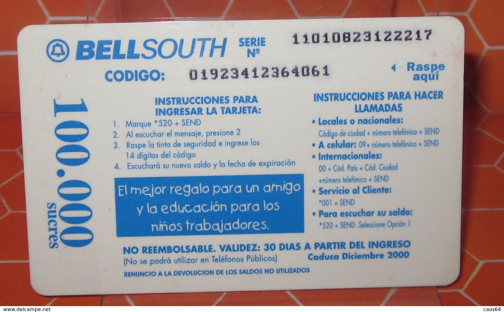 BELLSOUTH 100.000 SUCRES - Equateur