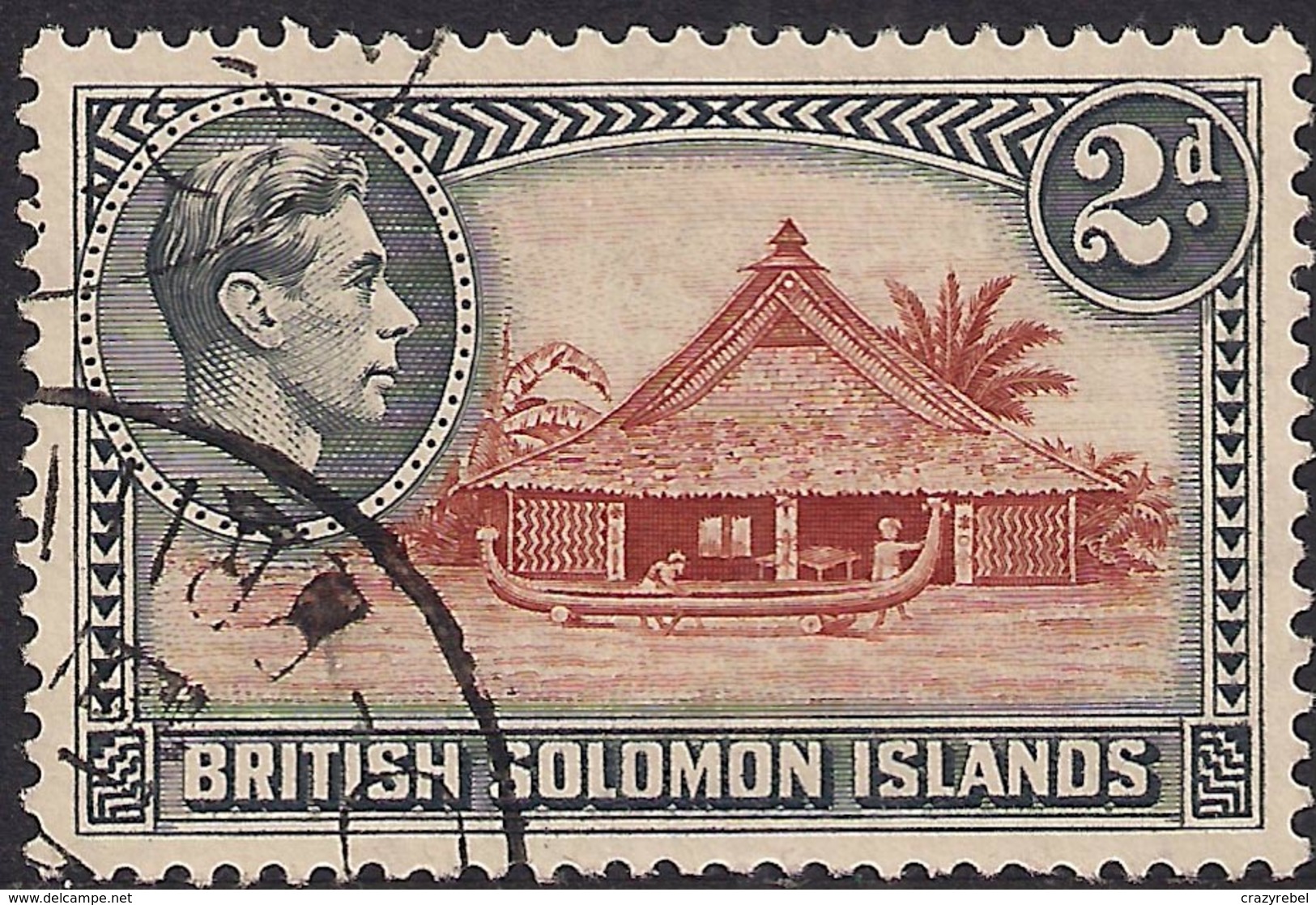 British Solomon Islands 1939 - 51 KGV1  2d Canoe House SG 63 ( H1161 ) - British Solomon Islands (...-1978)