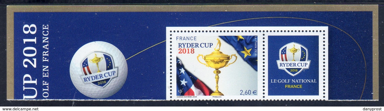 FRANCE 2018 / Bande Supérieure Du BLOC FEUILLET DE 4 TIMBRES A 2.60 € " RYDER CUP 2018 " / SUPERBE - Neufs