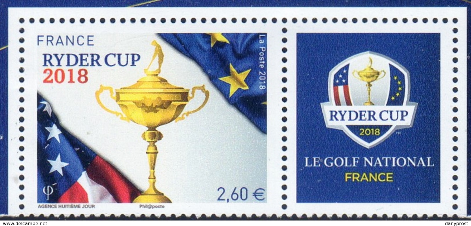 FRANCE 2018 / Bande Supérieure Du BLOC FEUILLET DE 4 TIMBRES A 2.60 € " RYDER CUP 2018 " / SUPERBE - Neufs