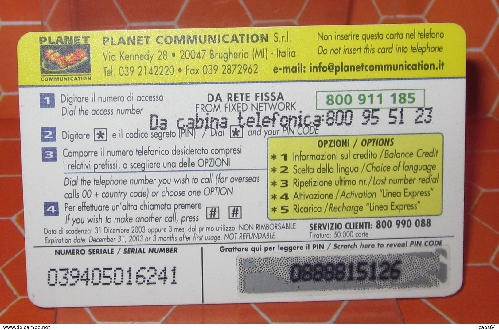 INTERNATIONAL PHONE CARD PLANET € 5.00 - Schede GSM, Prepagate & Ricariche