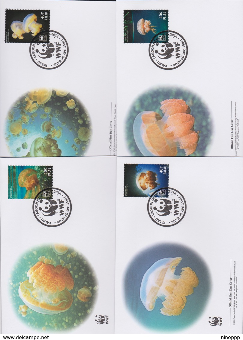 World Wide Fund For Nature 2014 Palau- Lagoon Jellyfish   Set 4 Official First Day Covers - FDC