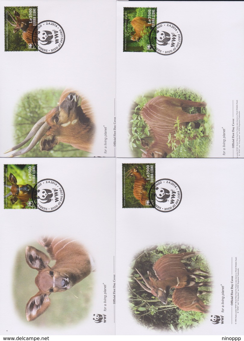 World Wide Fund For Nature 2014 Sierra Leone-western Bongo   Set 4 Official First Day Covers - FDC