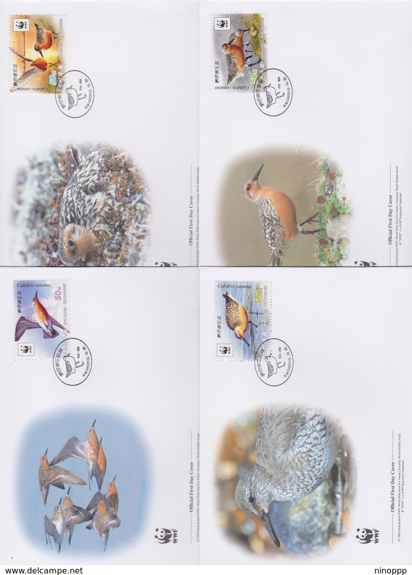 World Wide Fund For Nature 2015 DPR Korea-Birds  Set 4 Official First Day Covers - FDC