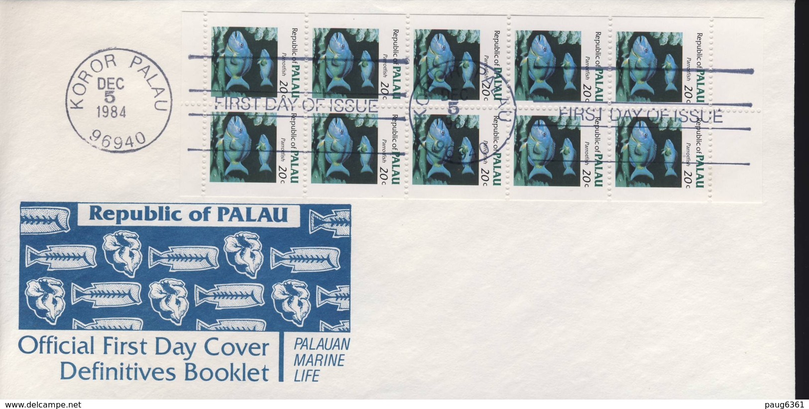 PALAU 1984  3 FDC CARNET POISSONS YVERT N°C42a-42b-43a - Palau