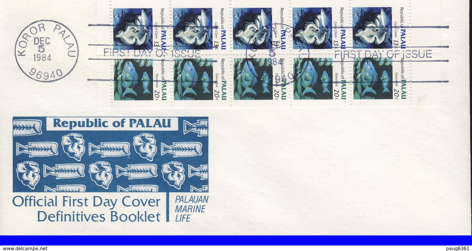 PALAU 1984  3 FDC CARNET POISSONS YVERT N°C42a-42b-43a - Palau