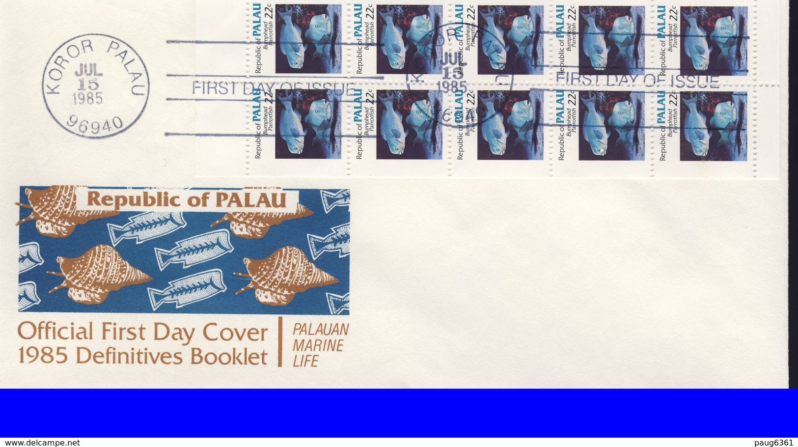 PALAU 1985  3 FDC CARNET POISSONS YVERT N°C69a-69b-70a - Palau