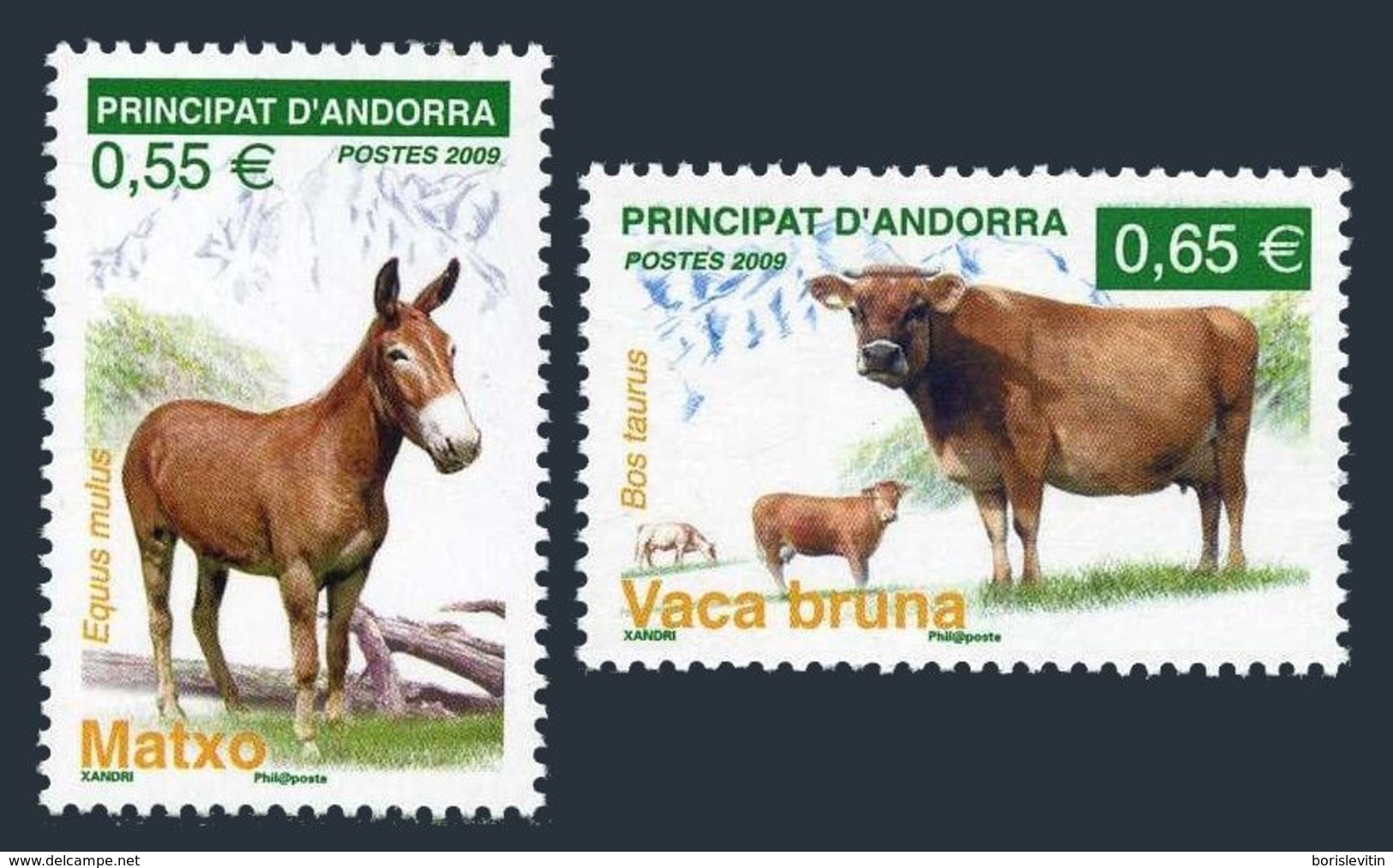 Andorra French 648-649,MNH See Perf,.Animals 2009.Equus Mulus,Bos Taurus. - Unused Stamps