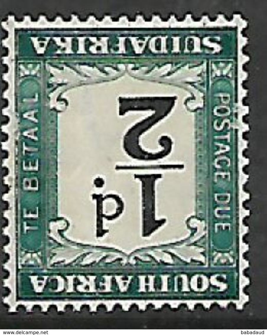 South  Africa  1934, 1/2d Postage Due, Perf 15 X 14, Inverted Watermark, MNH ** - Unused Stamps