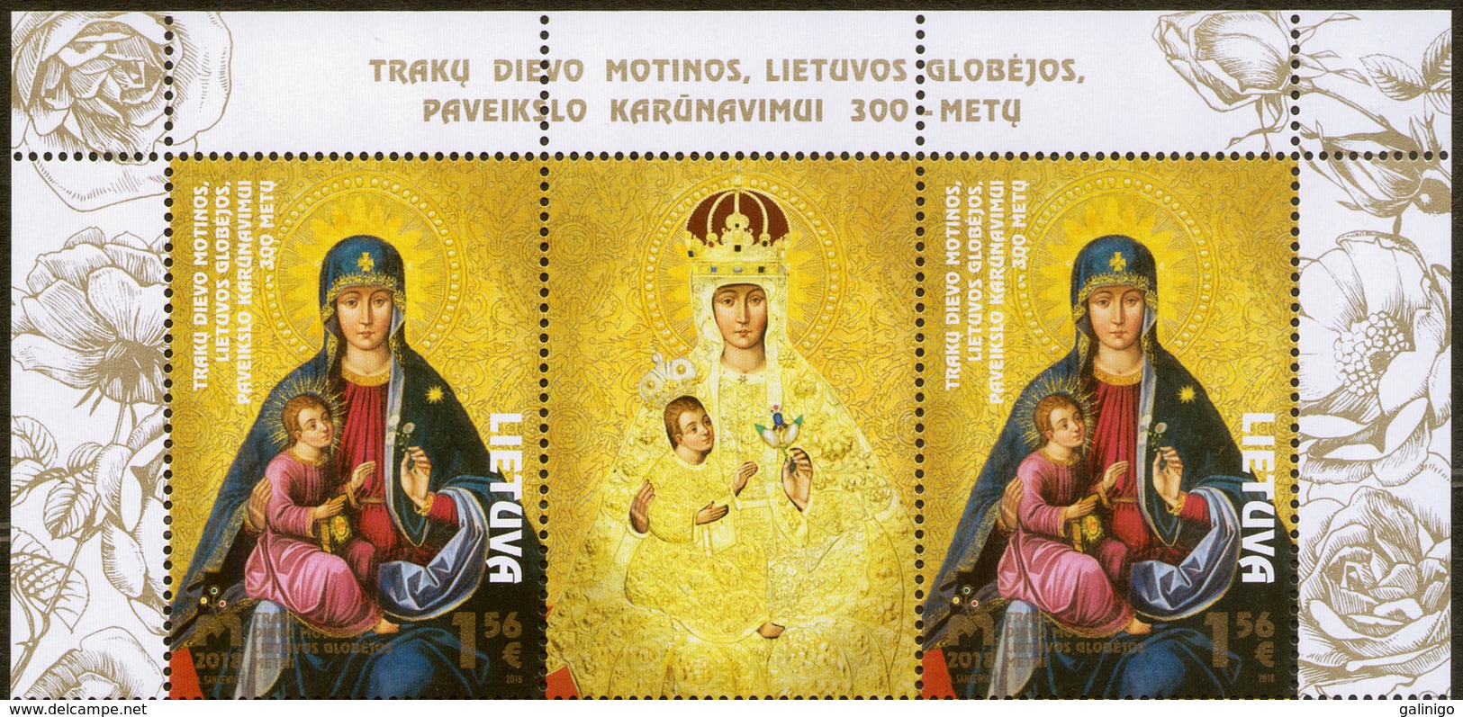 2018 Lithuania-Poland Joint Issue Painting Icon.Lithuanian Patroness Our Lady Of Trakai 2v+label Mi 1285 MNH - Religious