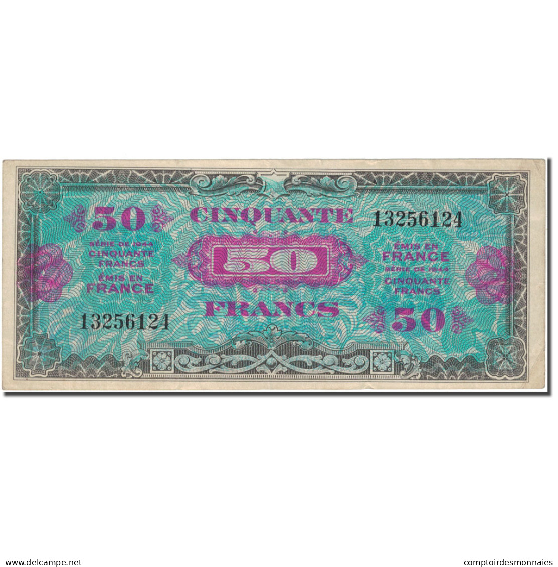 France, 50 Francs, 1944 Flag/France, 1944, TTB, Fayette:VF19.1, KM:117a - 1944 Drapeau/France